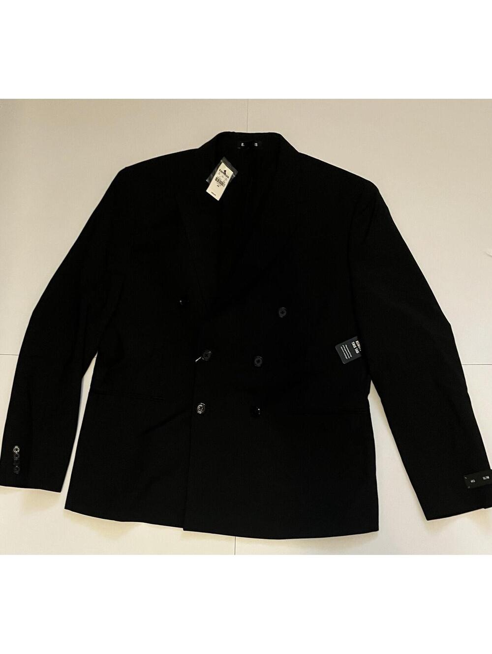Express Men's Black Double-Breasted Slim Fit Suit Jacket | Size 44S | MSRP $298